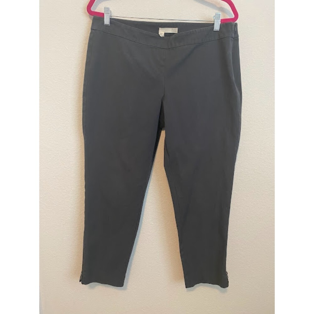 Eileen Fisher Women's Gray Ponte Ankle Zipper Pants L